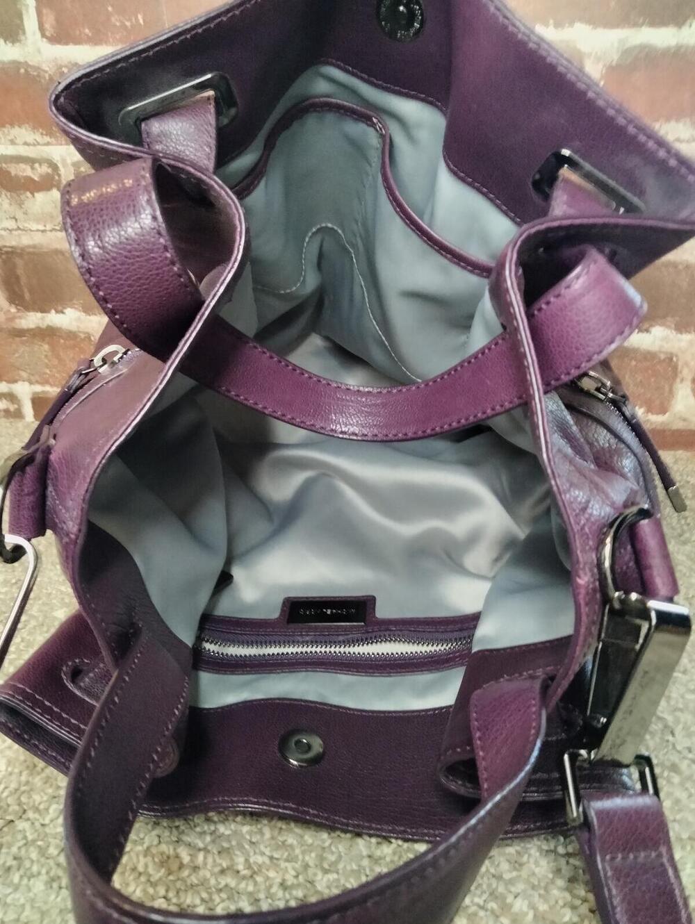 Michael Kors Darrington Shoulder Bag Large Leather Tote Plum - Picture 8 of 9